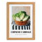 Chinese Cabbage – on Striped Tablecloth, Vegetable Print, set in oak frame