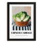 Chinese Cabbage – on Striped Tablecloth, Vegetable Print, in sleek black frame