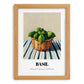 Basil – on Striped Tablecloth, Fresh Herbs Poster, set in oak frame