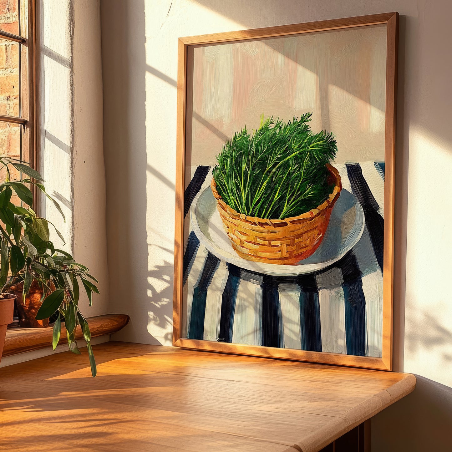 Dill – on Striped Tablecloth, Fresh Herbs Wall Decor, clean layout with no caption