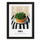 Dill – on Striped Tablecloth, Fresh Herbs Wall Decor, in sleek black frame