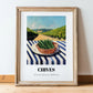 Chives – Valley Café Scene, Fresh Herbs Wall Decor, in wooden frame leaning on the floor