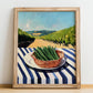 Chives – Valley Café Scene, Fresh Herbs Wall Decor, no-text version framed in wood