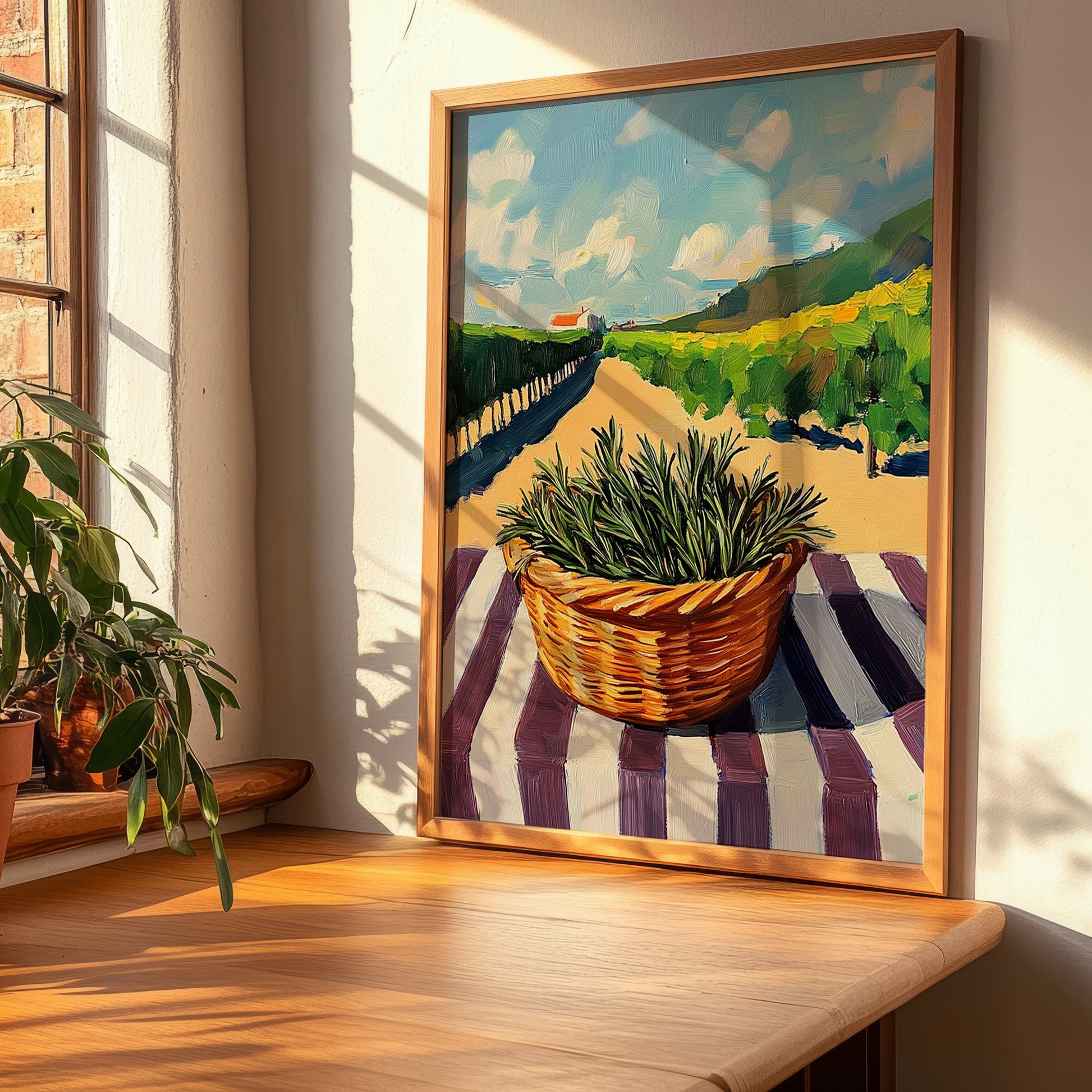 Rosemary – Valley Café Scene, Fresh Herbs Still Life, clean layout with no caption