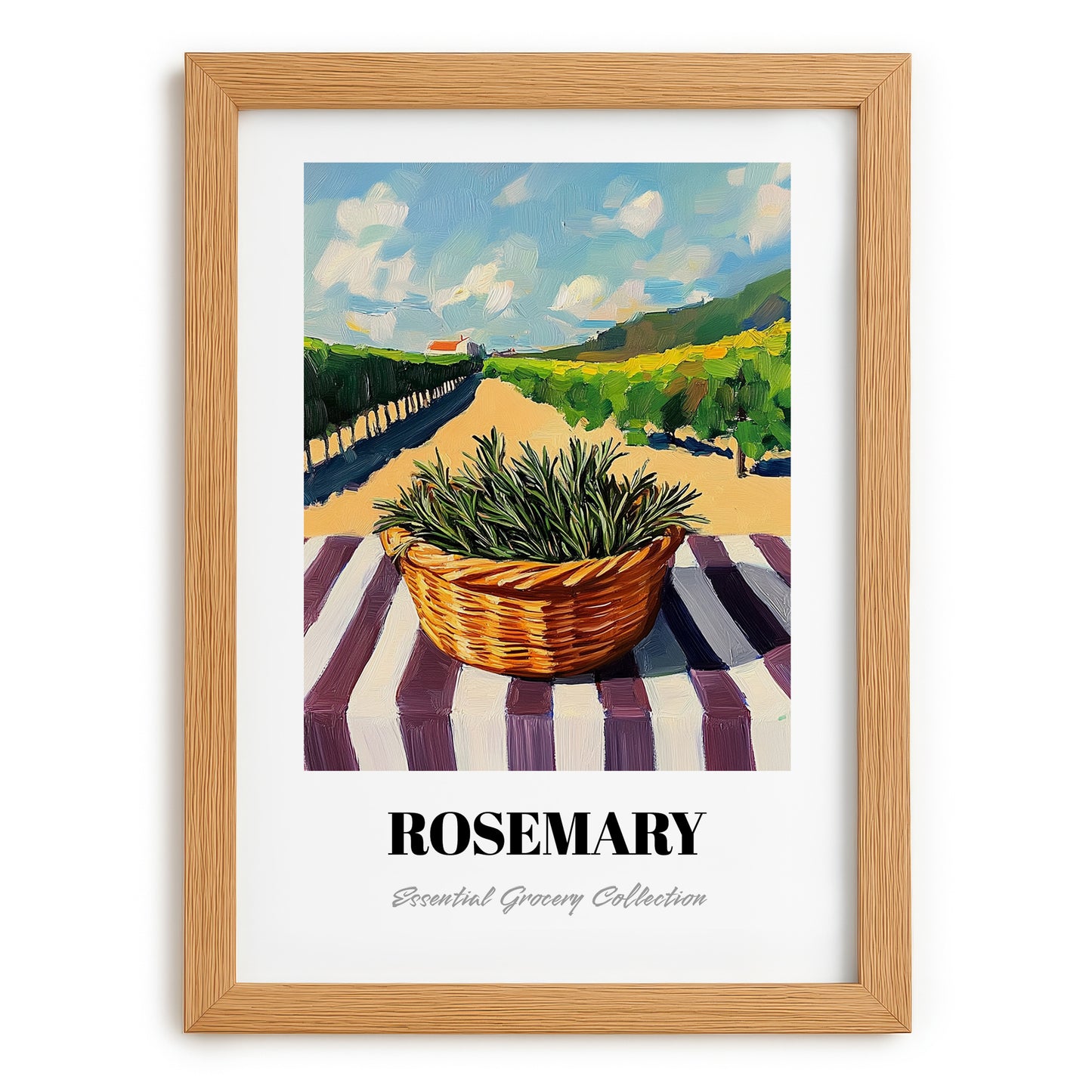 Rosemary – Valley Café Scene, Fresh Herbs Still Life, set in oak frame