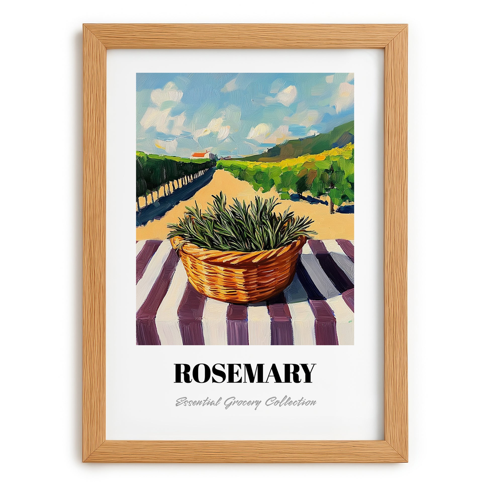 Rosemary – Valley Café Scene, Fresh Herbs Still Life, set in oak frame