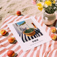 Sage – White village Street Café Scene, Fresh Herbs Illustration, unframed on coastal sand