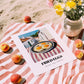 Fried Eggs – White village Urban Café Scene, American Food Poster, unframed on coastal sand