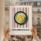 Scrambled Eggs – on Striped Tablecloth, American Food Poster, styled in a charming Paris street view