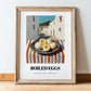 Boiled Eggs – White village Café on the Corner, American Food Wall Print, in wooden frame leaning on the floor