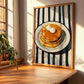 Pancakes – on Striped Tablecloth, American Pastry Wall Decor, clean layout with no caption