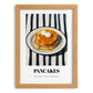 Pancakes – on Striped Tablecloth, American Pastry Wall Decor, set in oak frame
