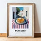 Pancakes – White village Urban Café Scene, American Pastry Illustration, in wooden frame leaning on the floor