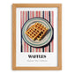 Waffles – on Striped Tablecloth, American Pastry Art, set in oak frame