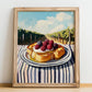 French Toast – Hillside Café View, French Food Painting, no-text version framed in wood