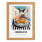 Croissant – White village Street Café Scene, French French Pastry Wall Painting, set in oak frame