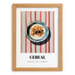 Cereal – on Striped Tablecloth, American Food Still Life, set in oak frame