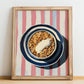 Granola #4 – on Striped Tablecloth, American Food Still Life, no-text version framed in wood