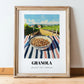 Granola0 – Hilltop Table Scene, American Food Painting, in wooden frame leaning on the floor