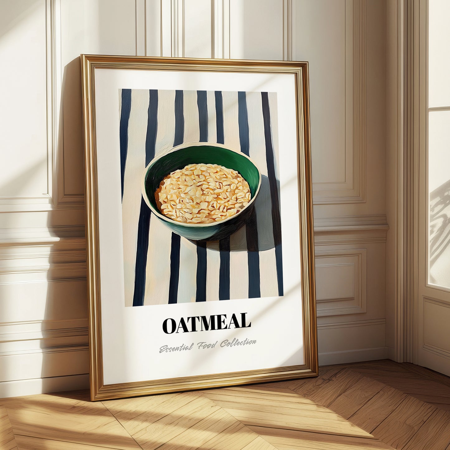 Oatmeal – on Striped Tablecloth, American Food Wall Poster