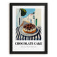 Chocolate Cake – White village Street Café Scene, American Dessert Print, in sleek black frame