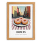 Donuts – New York Street Café Scene, American Pastry Print, set in oak frame