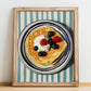 Crepes – on Striped Tablecloth, French French Pastry Still Life, no-text version framed in wood