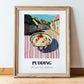 Pudding – English village Urban Café Scene, British Dessert Still Life, in wooden frame leaning on the floor
