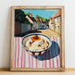 Pudding – English village Urban Café Scene, British Dessert Still Life, no-text version framed in wood