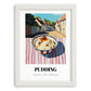 Pudding – English village Urban Café Scene, British Dessert Still Life, placed in minimal white frame