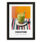 Smoothie – on Striped Tablecloth, American Drink Print, in sleek black frame