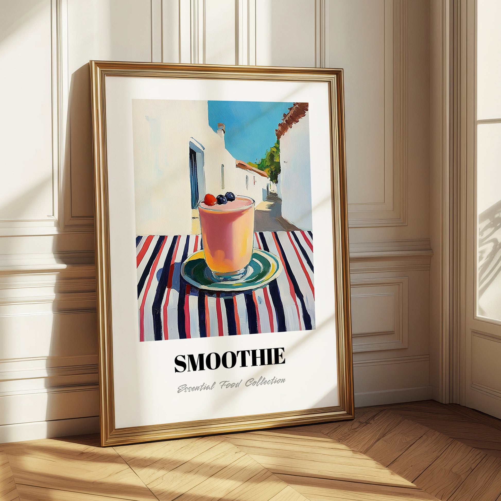 Smoothie – White village Urban Café Scene, American Drink Illustration 
