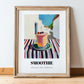 Smoothie – White village Urban Café Scene, American Drink Illustration, in wooden frame leaning on the floor