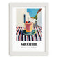 Smoothie – White village Urban Café Scene, American Drink Illustration, placed in minimal white frame