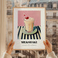 Milkshake – on Striped Tablecloth, American Drink Illustration, styled in a charming Paris street view