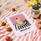 Milkshake – on Striped Tablecloth, American Drink Illustration, unframed on coastal sand