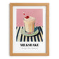 Milkshake – on Striped Tablecloth, American Drink Illustration, set in oak frame