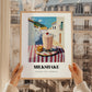 Milkshake – White village Urban Café Scene, American Drink Painting, styled in a charming Paris street view