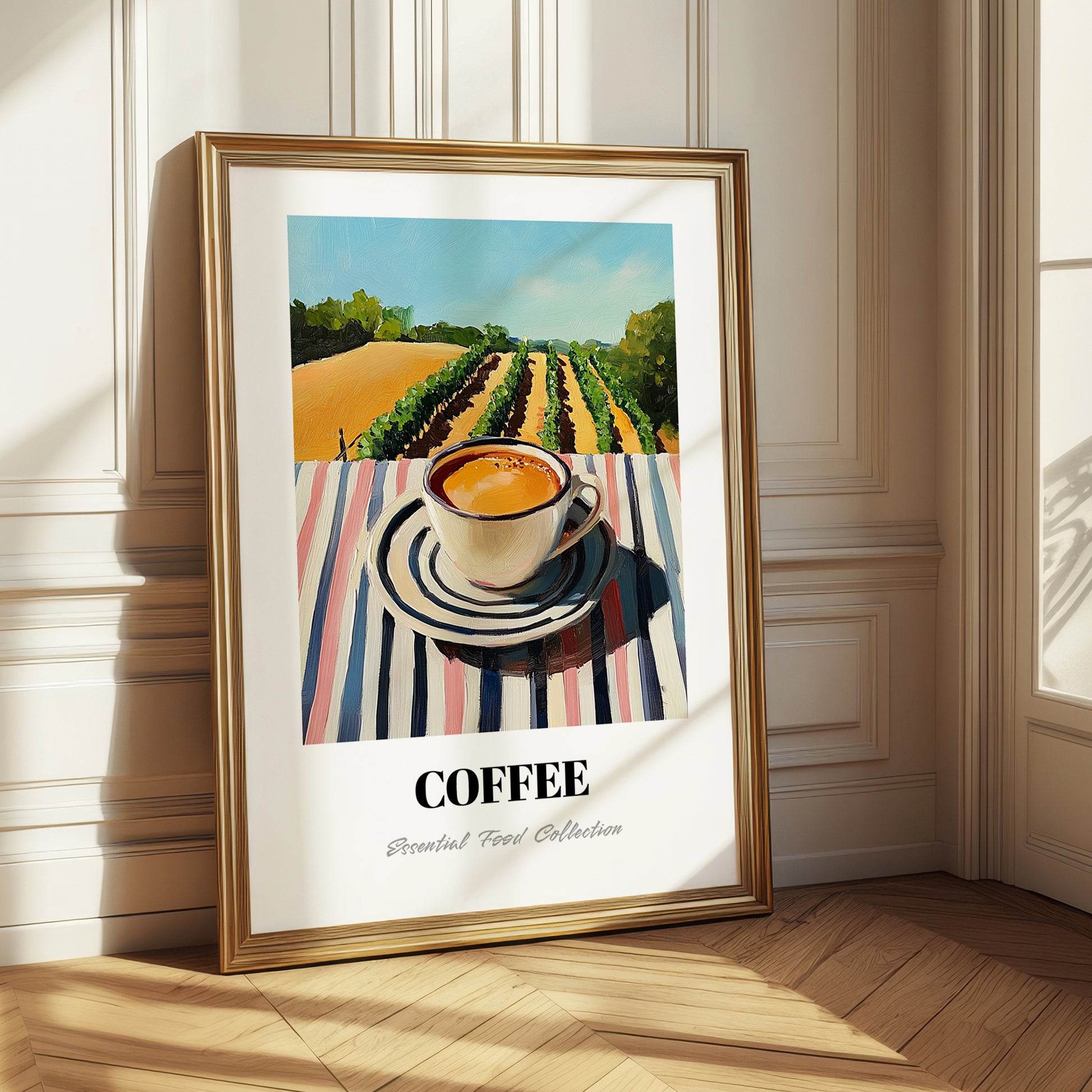Coffee – Hilltop Café Scene, Italian Drink Painting 