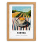 Coffee – Hilltop Café Scene, Italian Drink Painting, set in oak frame
