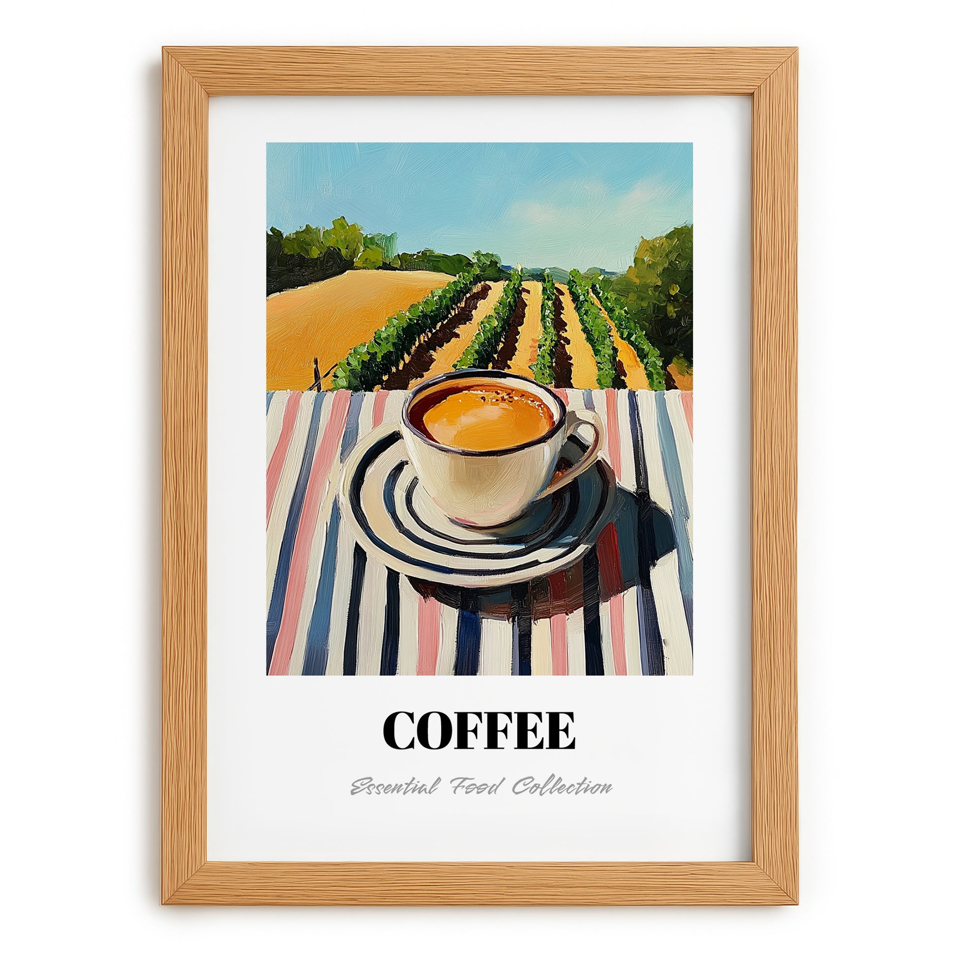 Coffee – Hilltop Café Scene, Italian Drink Painting, set in oak frame