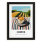 Coffee – Hilltop Café Scene, Italian Drink Painting, in sleek black frame
