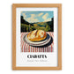 Ciabatta – Hilltop Café Scene, Italian Pastry Illustration, set in oak frame