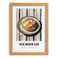 Sourdough – on Striped Tablecloth, American Food Still Life, set in oak frame