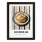 Sourdough – on Striped Tablecloth, American Food Still Life, in sleek black frame