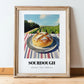 Sourdough – Hillside Café View, American Food Wall Decor, in wooden frame leaning on the floor