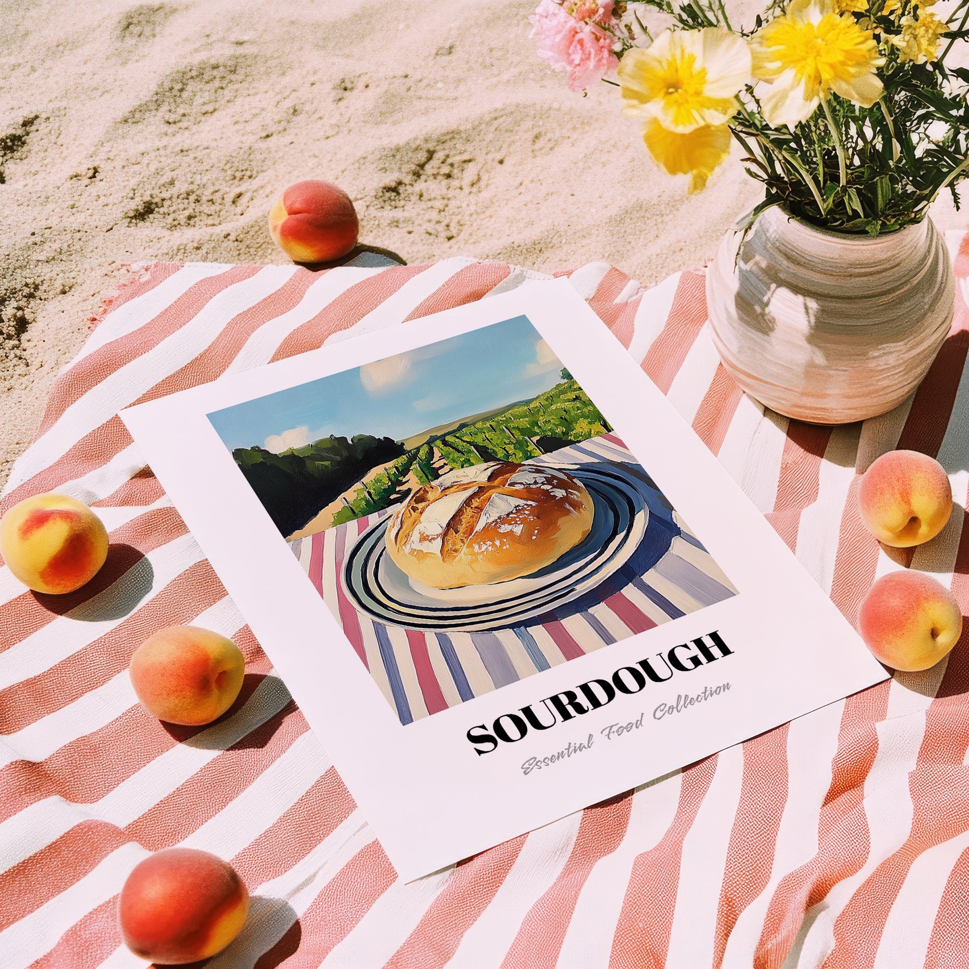 Sourdough – Hillside Café View, American Food Wall Decor, unframed on coastal sand