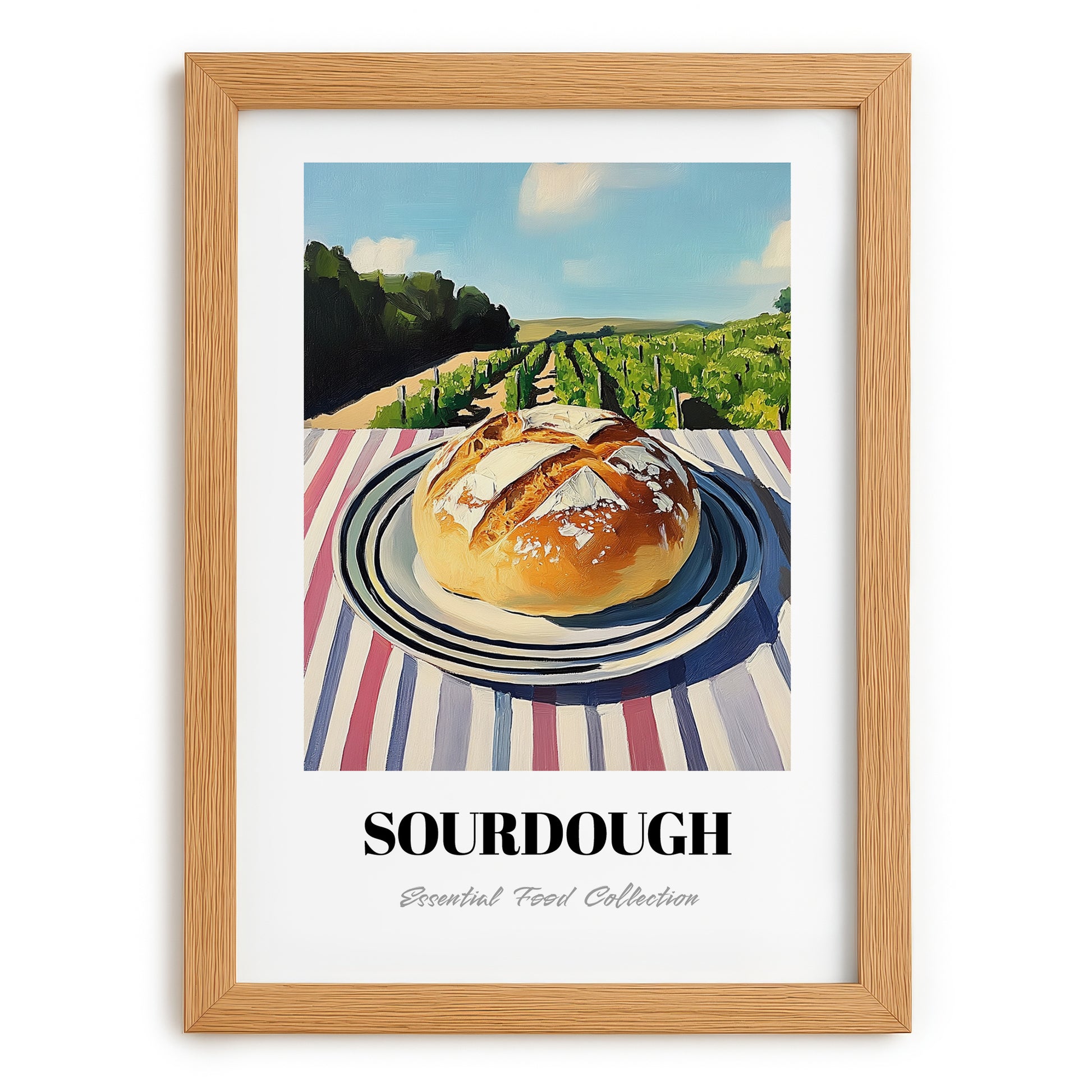 Sourdough – Hillside Café View, American Food Wall Decor, set in oak frame