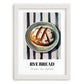 Rye Bread – on Striped Tablecloth, German Food Illustration, placed in minimal white frame