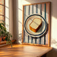 White Bread – on Striped Tablecloth, American Food Print, clean layout with no caption